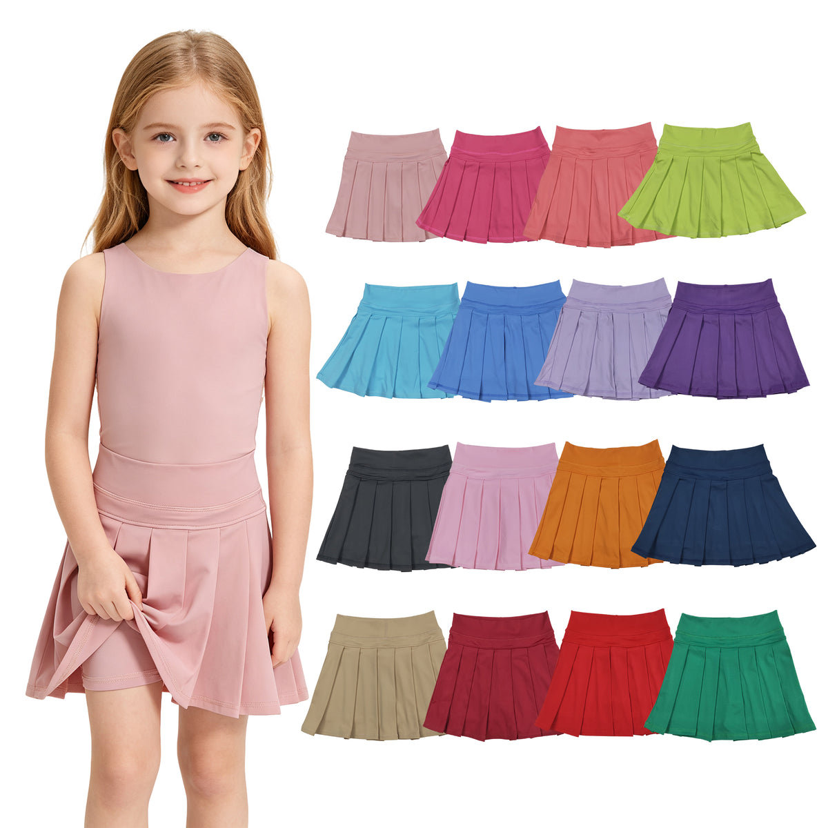 16 Colors Yoga Pleated Active Girls Skirts Sister Wear Summer Bottom Skort