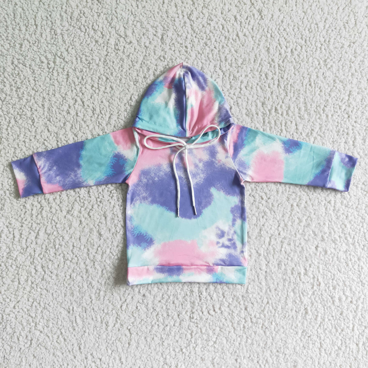 (Promotion)6 A24-4 Tie-dye Print Girls Long Sleeve Hoodie Top