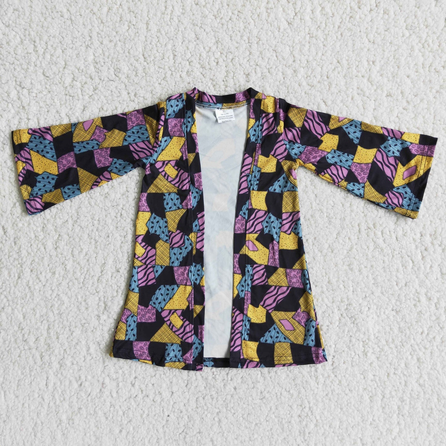 (Promotion)6 A3-14 Nightmar* Patchwork Print Baby Girls Halloween Cardigan Top