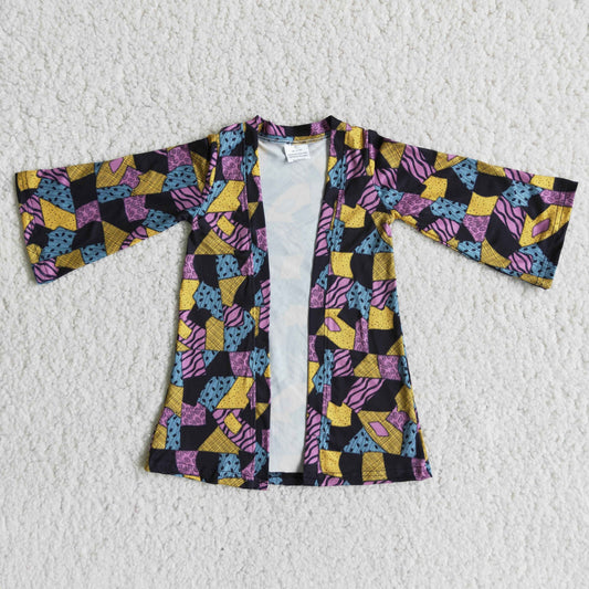 (Promotion)6 A3-14 Nightmar* Patchwork Print Baby Girls Halloween Cardigan Top