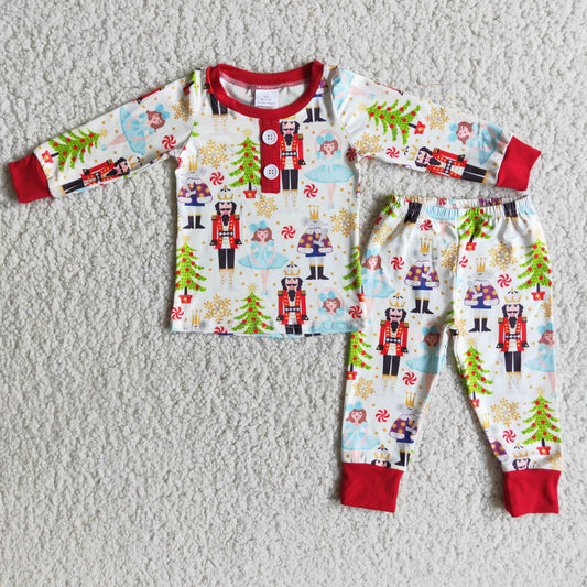 6 A6-20 Nutcracke* Soldier Print Boys Christmas Pajamas Clothes Set