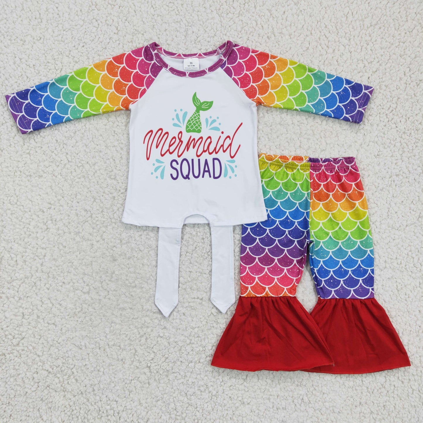 Girls mermaid print bell pants outfits    6 A9-11