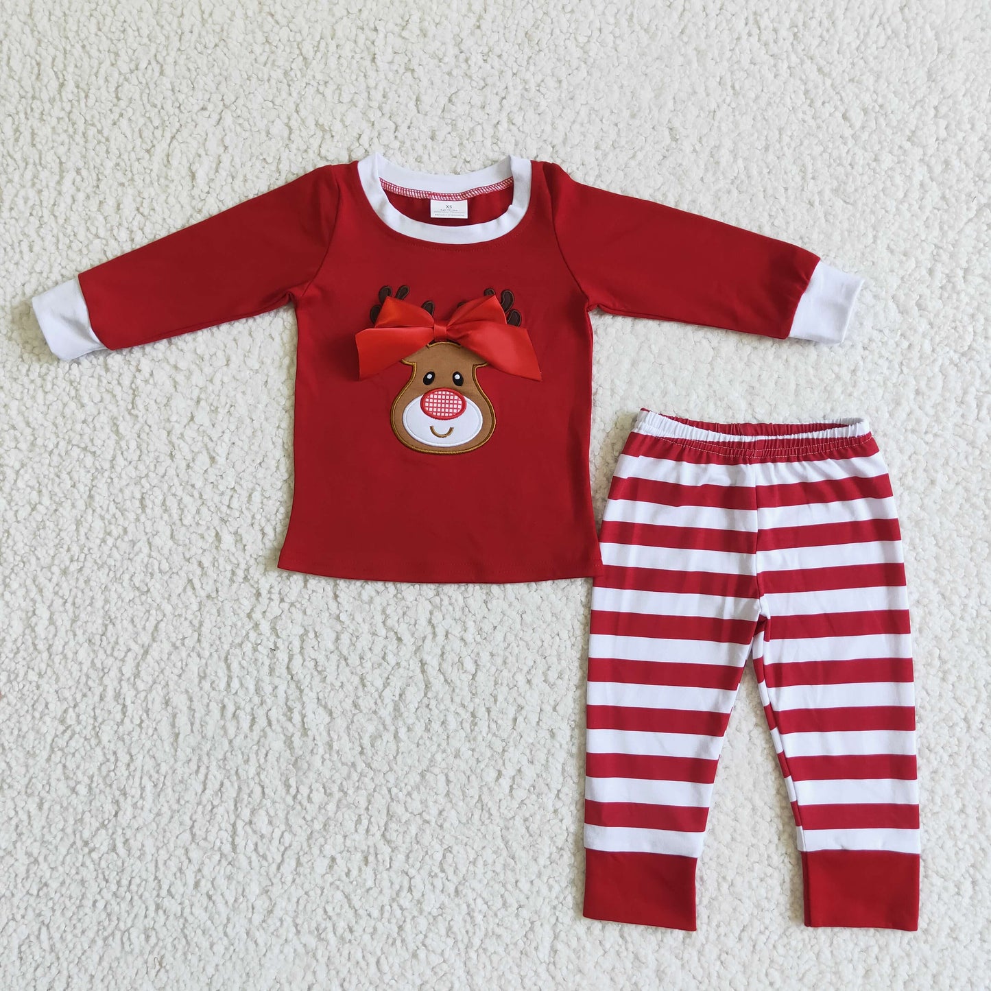 Girl's long sleeve pants Christmas embroideried outfits   6 B4-24