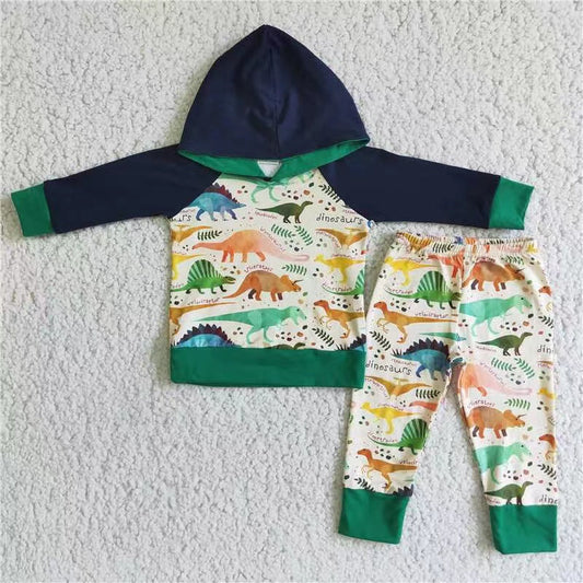 6 B9-17 Dino Hoodie Top Joggers Pants Boys Clothes Set