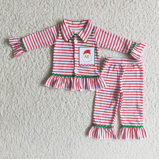 Girls Christmas embroidery pajamas     6 B9-3