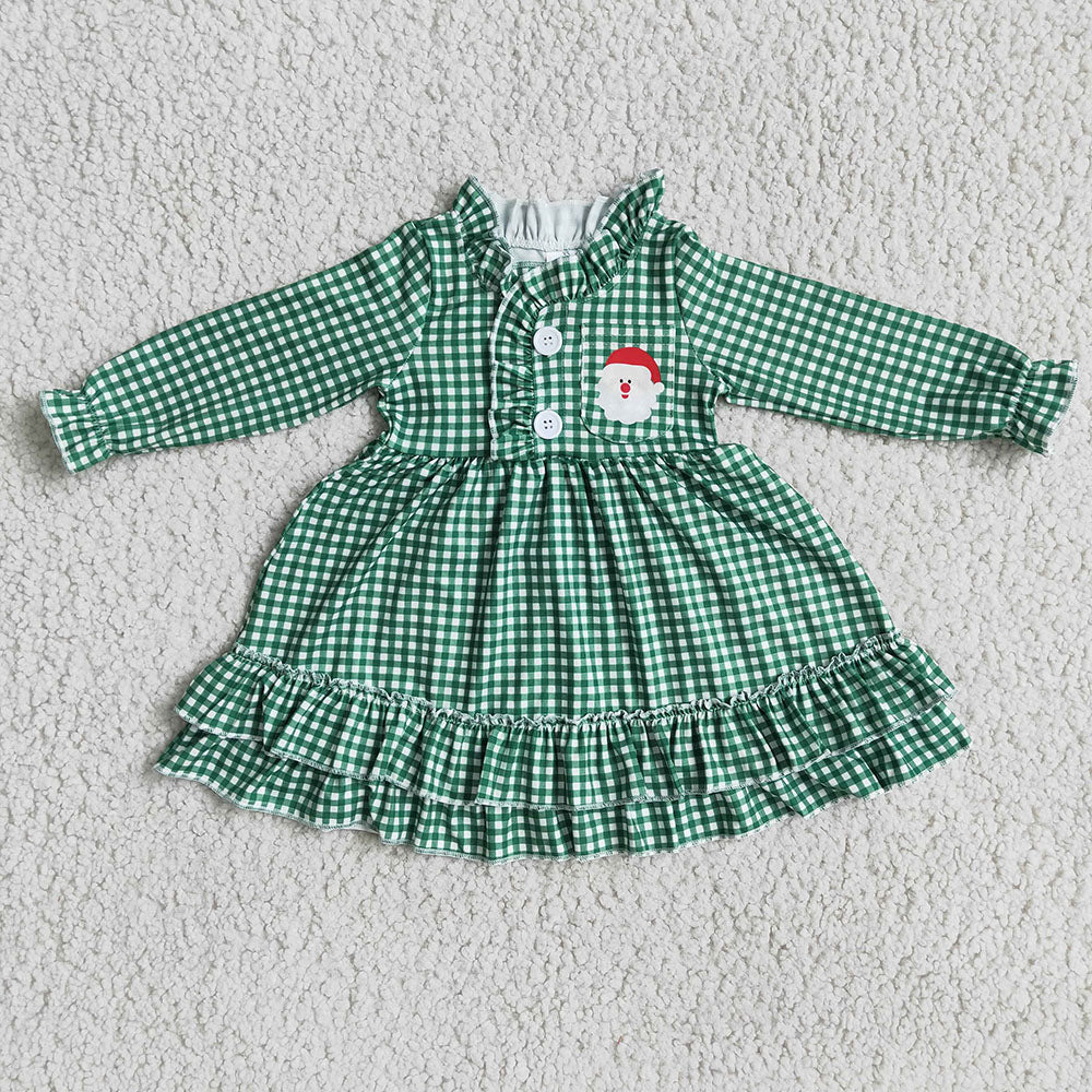 Sibling Toddler Girls Boys Christmas Santa Green Gingham Gowns Pajamas Sets