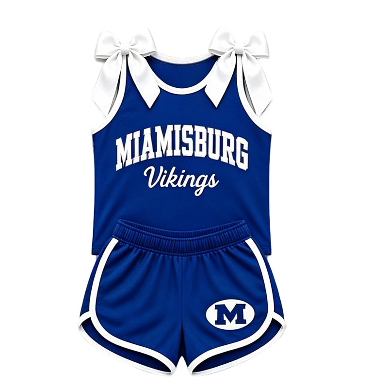 (Custom Design Preorder MOQ 5) Teams Miamisburg Vikings Bows Vest Top Shorts Mommy and Me Summer Yoga Clothes Set