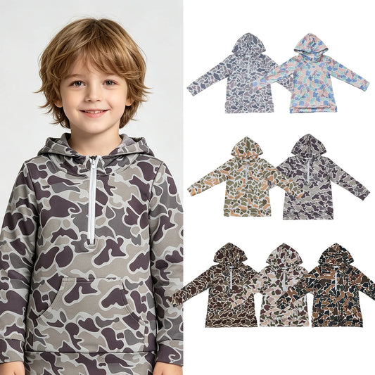 Sibling Baby Boys Hunting Camo Long Sleeve Hoodie Top with Zipper