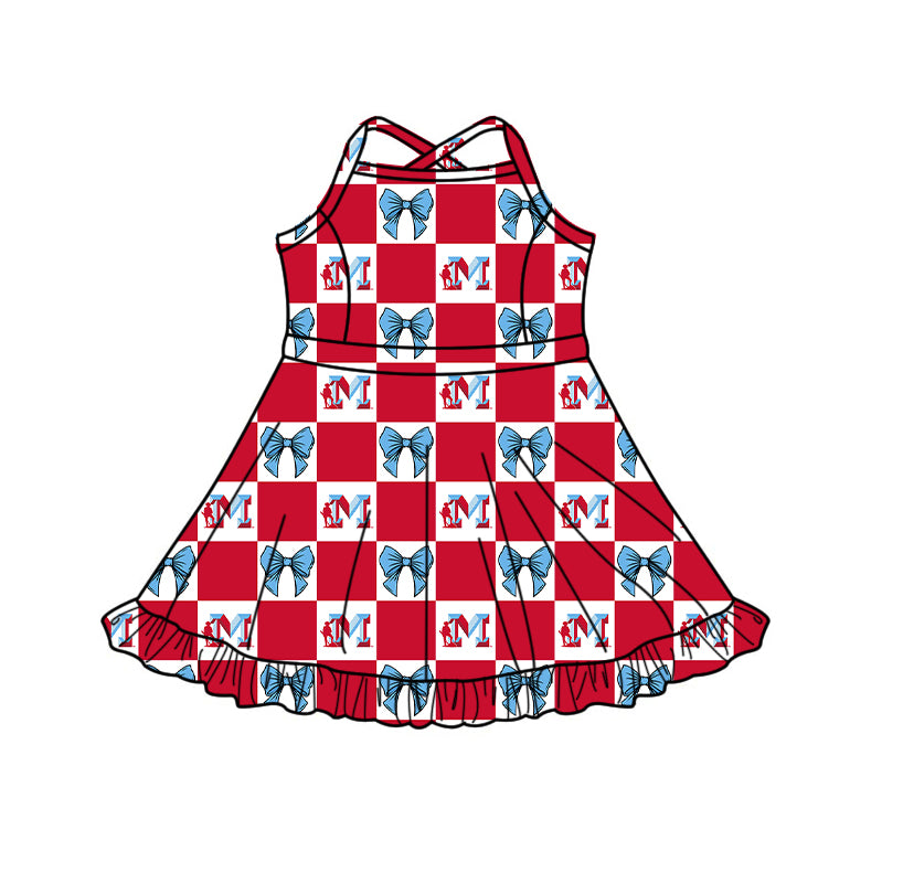 (Custom Design Preorder MOQ 5 Each Item) Teams Plainsmen Red Plaid Print Kids Clothes Sibling & Family Matching Styles