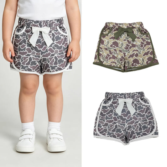 Sibling Baby Girls Hunting Camo Bows Pockets Shorts Bottom