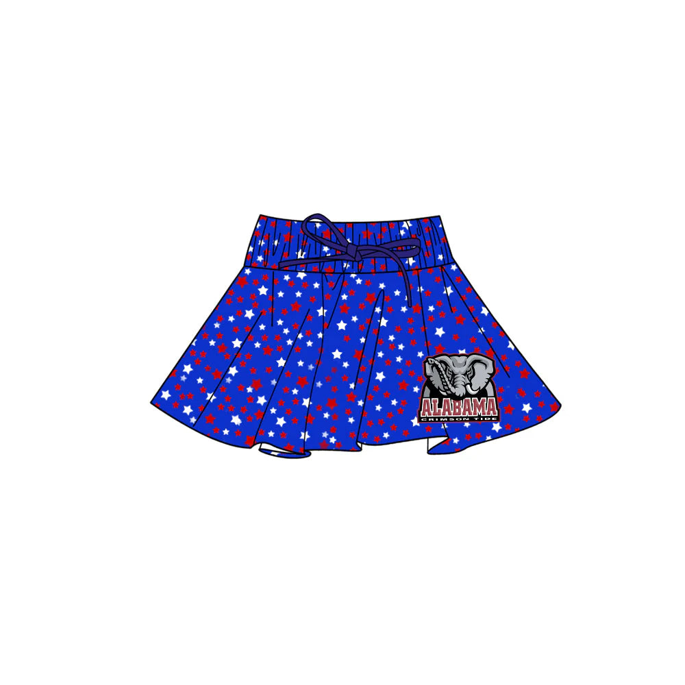 (Custom Design Preorder MOQ 5) Baby Girls Stars Alabama Elephants Team Skirt Shorts Bottom
