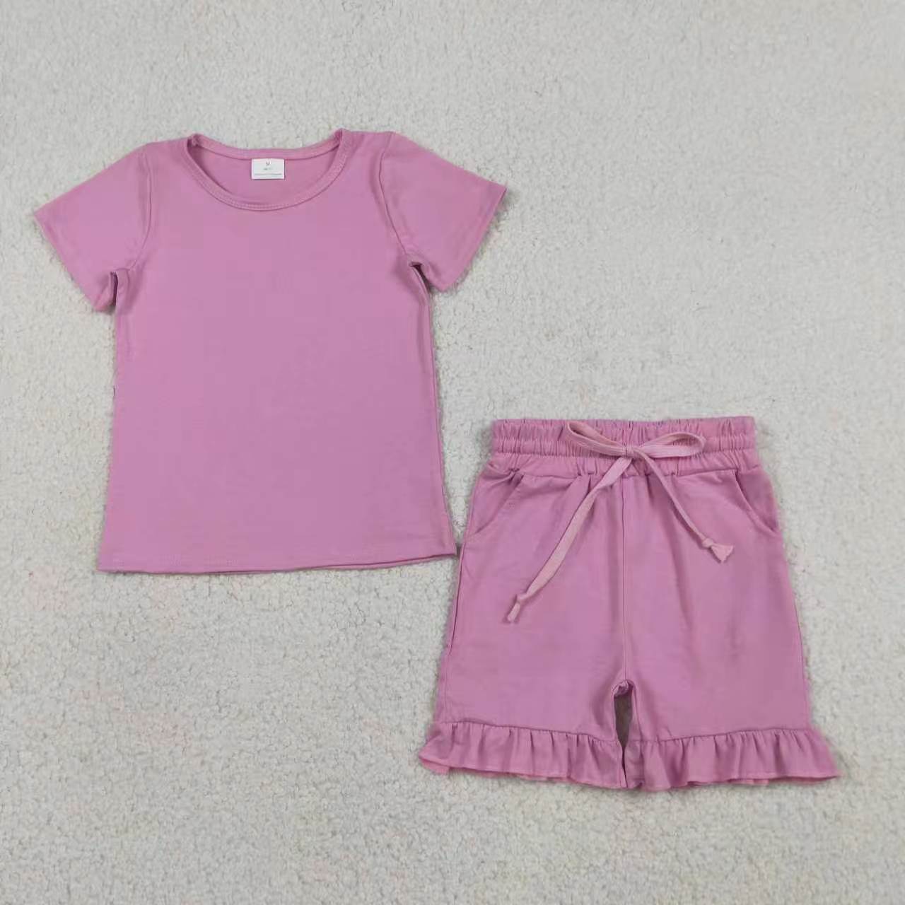 Sibling Baby Girls Cotton Short Sleeve Top With Ruffle Shorts Set