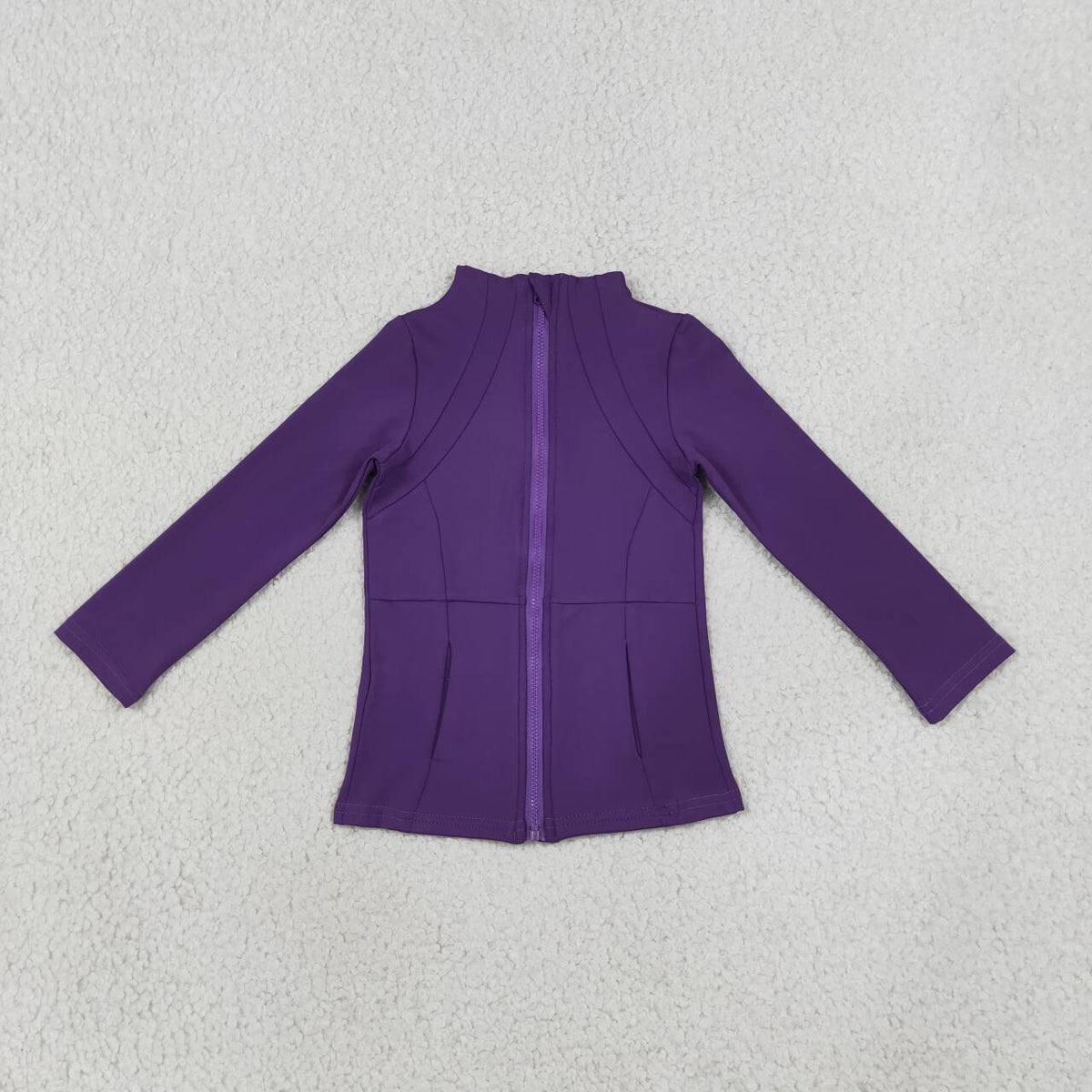 Purple Color Girls Long Sleeve Zipper Yoga Jacket Top