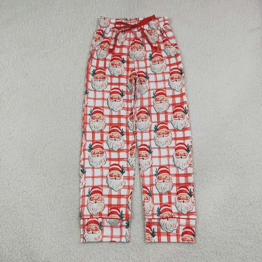 P1096 Adult Santa Checkered Women Christmas Pocket Pajamas Pants
