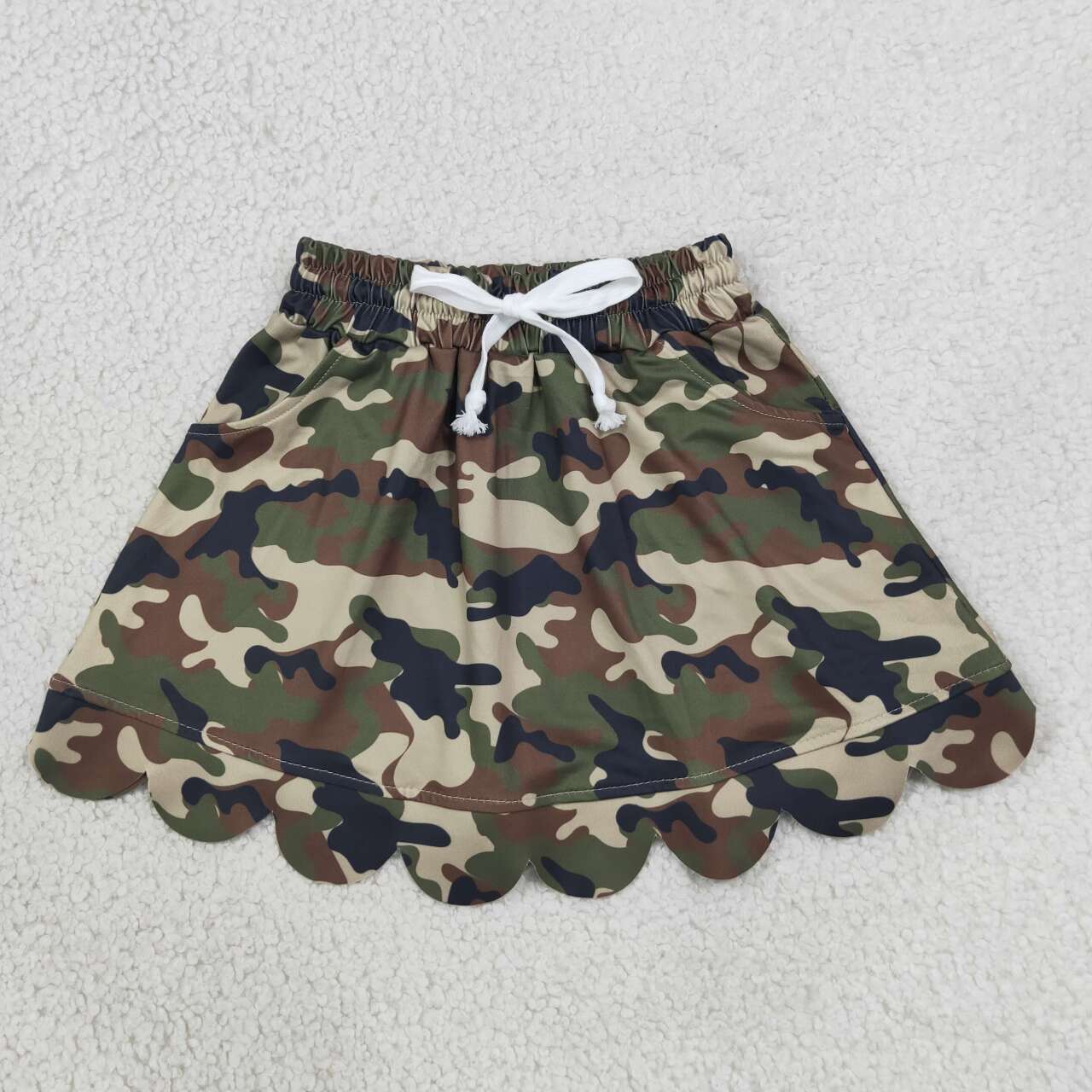 GLK0303 Brwon Green Black Camo Baby Girls Scallop Bottom Skort