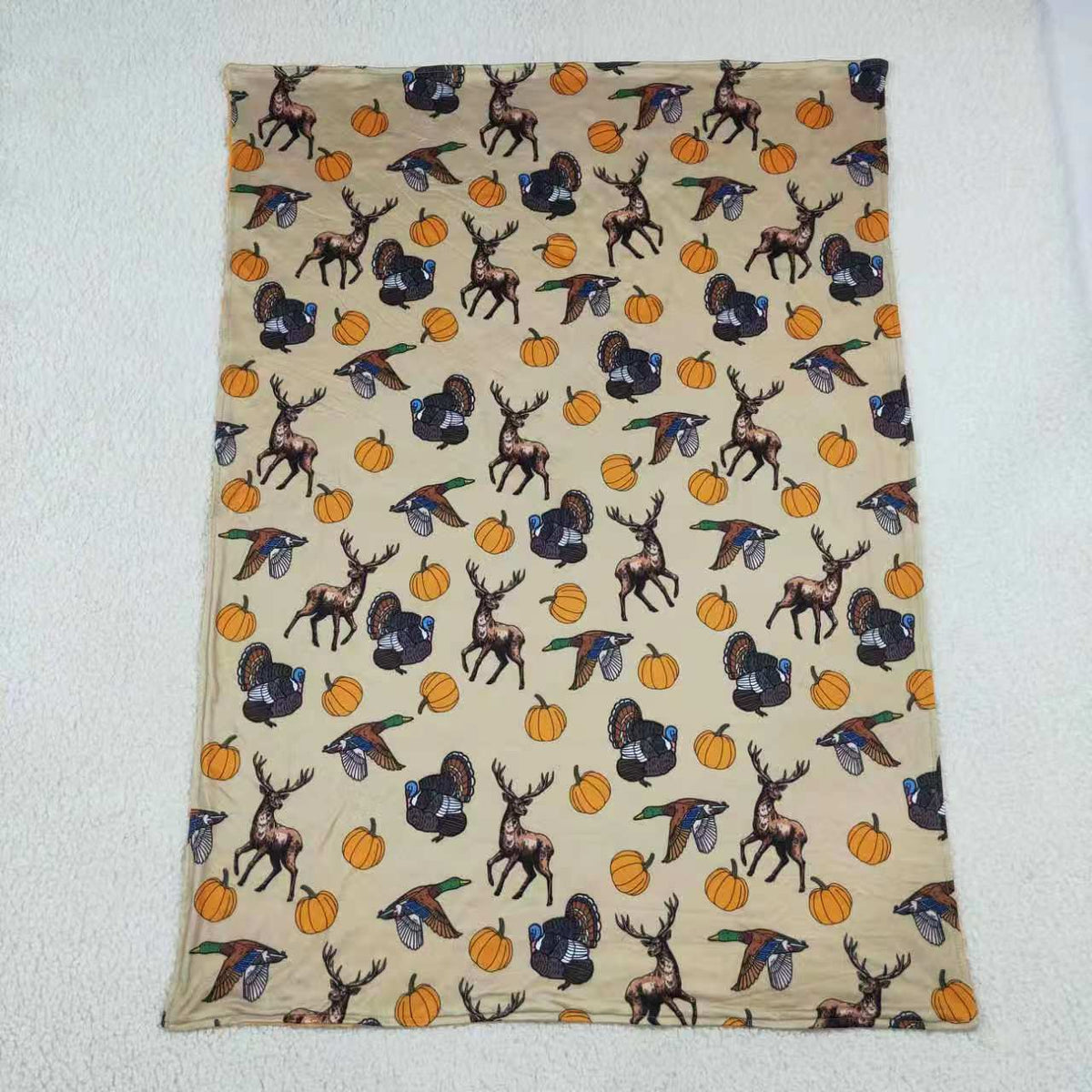 Sibling Baby Boys Hunting Deer Duck Pumpkin Pajama Set Zipper Romper Blanket