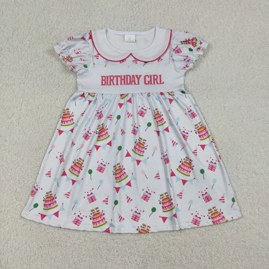 Embroidery Birthday Girl Gifts Balloons Collar Knee Length Dresses