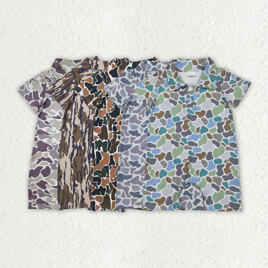Baby Boys Sibling Hunting Camo Short Sleeve Shirt Romper