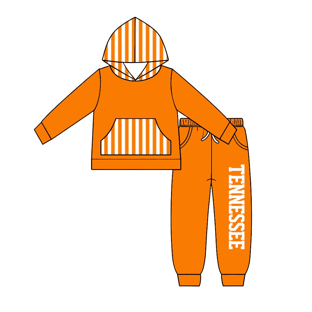 (Custom Design Preorder MOQ 5) Teams Hoodie Top TENNESSEE Pockets Pants Kids Clothes Set