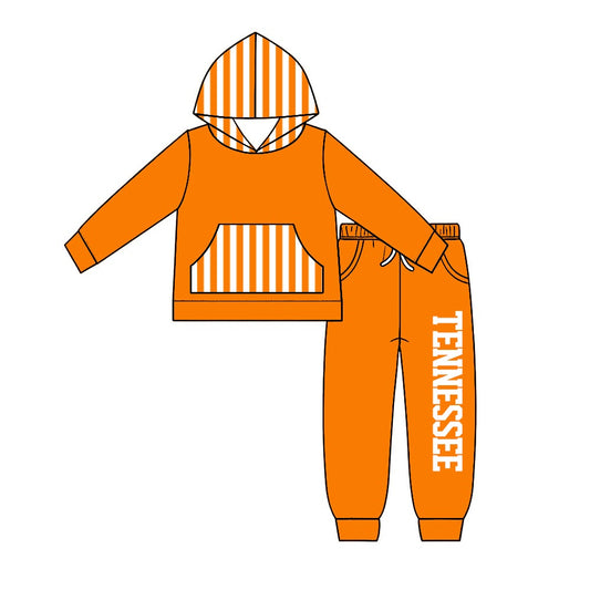 (Custom Design Preorder MOQ 5) Teams Hoodie Top TENNESSEE Pockets Pants Kids Clothes Set