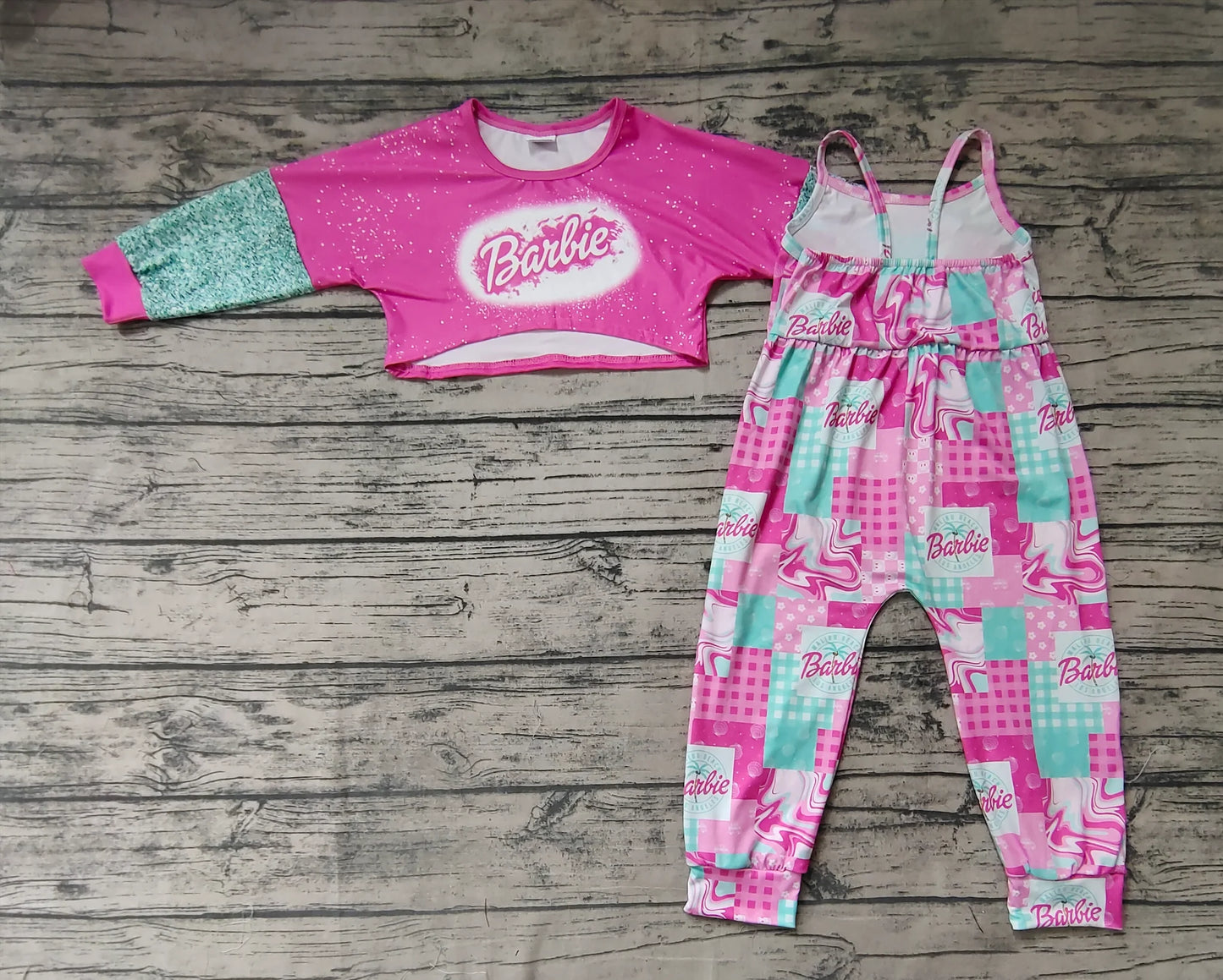 Baby Girls Bar Green Doll 2pcs Jumpsuits Clothes Sets