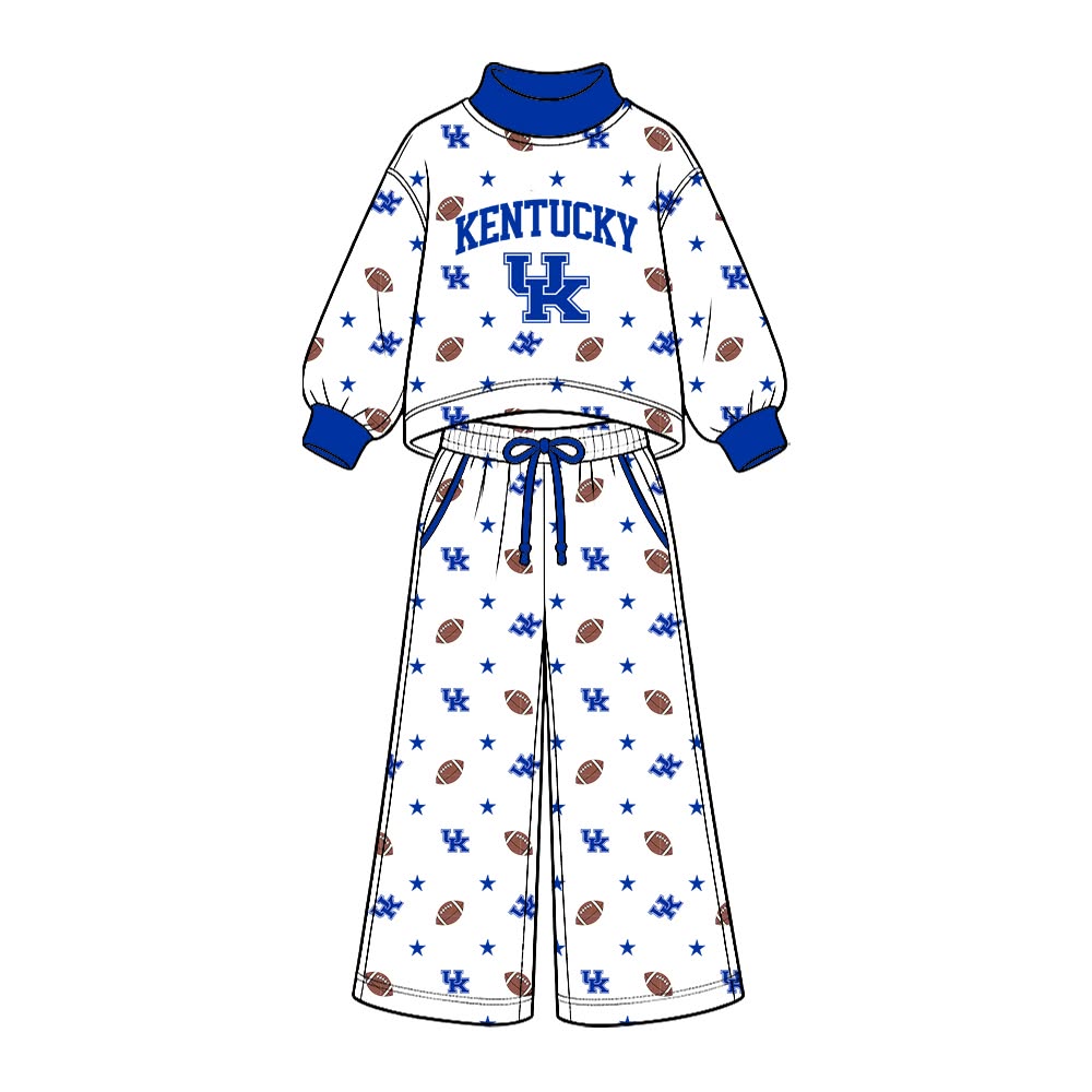 Preorder( 5  MOQ) BabyBoys Sport Team UK Long Sleeve Mock Neck Top Wide Leg Pants Outfit