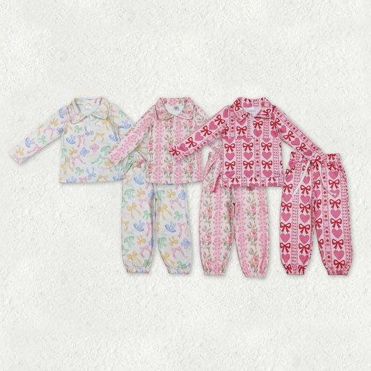 Sibling Baby Girls Floral Bow Zip Pullover Top with Jogger Outfit