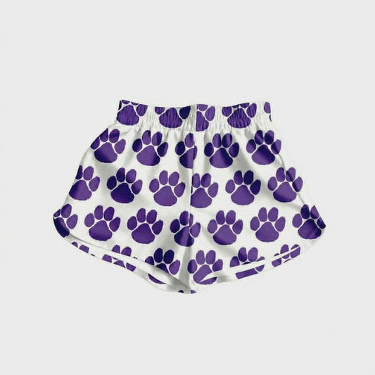 (Custom Design Preorder MOQ 5) Wildcats Purple Paw Print Girls & Women Sports Bottom Shorts
