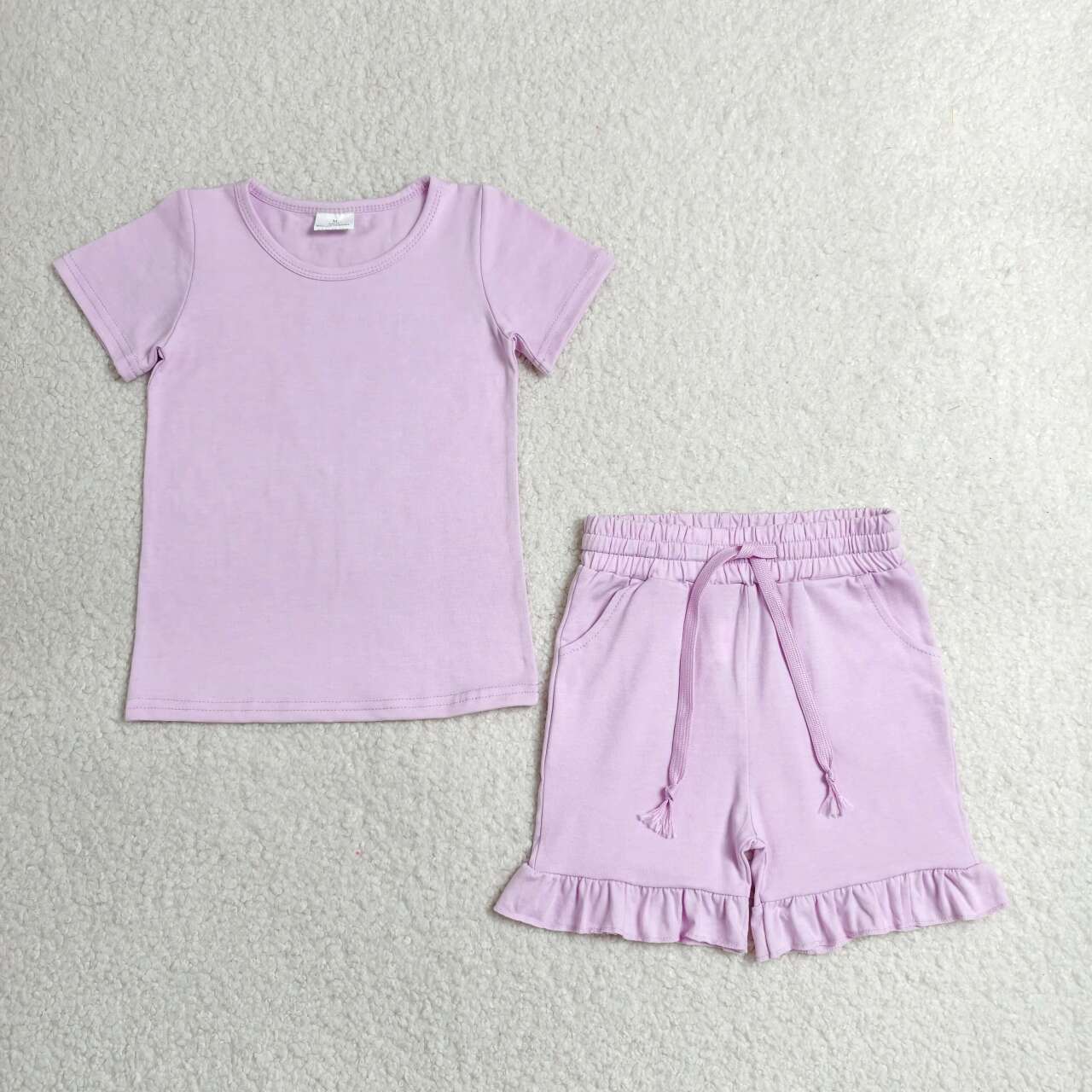 GSSO3350 Light Purple Cotton Girls Summer Clothes Set