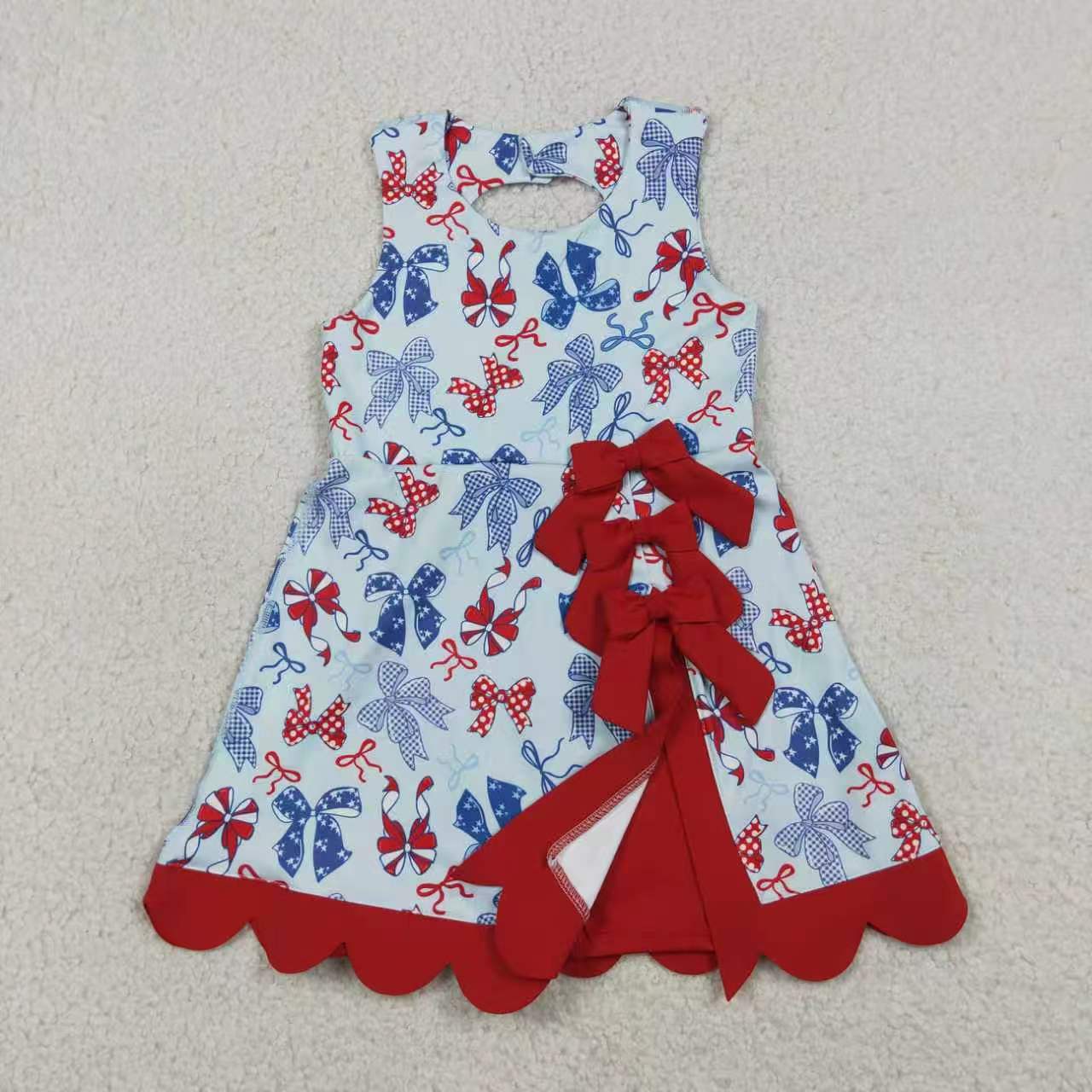 Toddler Girls Sibling July 4th Bow Sleeveless Crop Top & Skort Set Summer Activewear