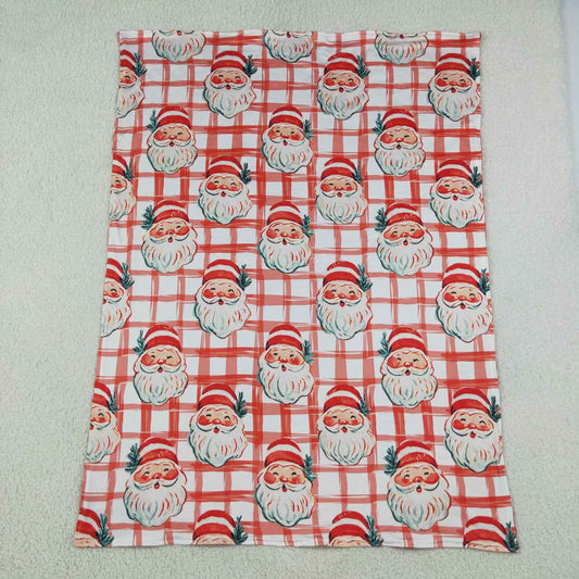 BL0265 Santa Checkered Print Baby Girls Christmas Blanket