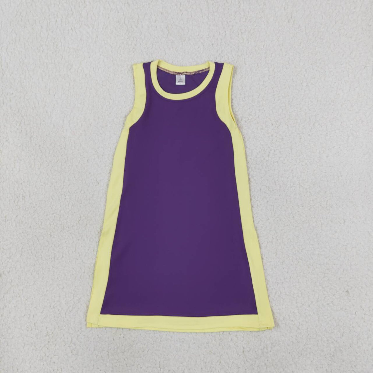 GSD4253 Purple With Yellow Active Girls Sleeveless Yoga Dress