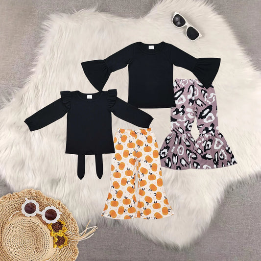 Sibling Baby Girls Long Sleeve Top with Bell Bottom Pants Outfit