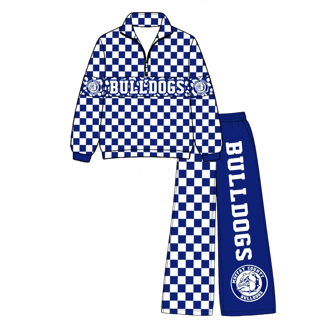Preorder( 5  MOQ) Baby Girls Sport Team Bulldogs Blue Pullover Top Pants Outfit