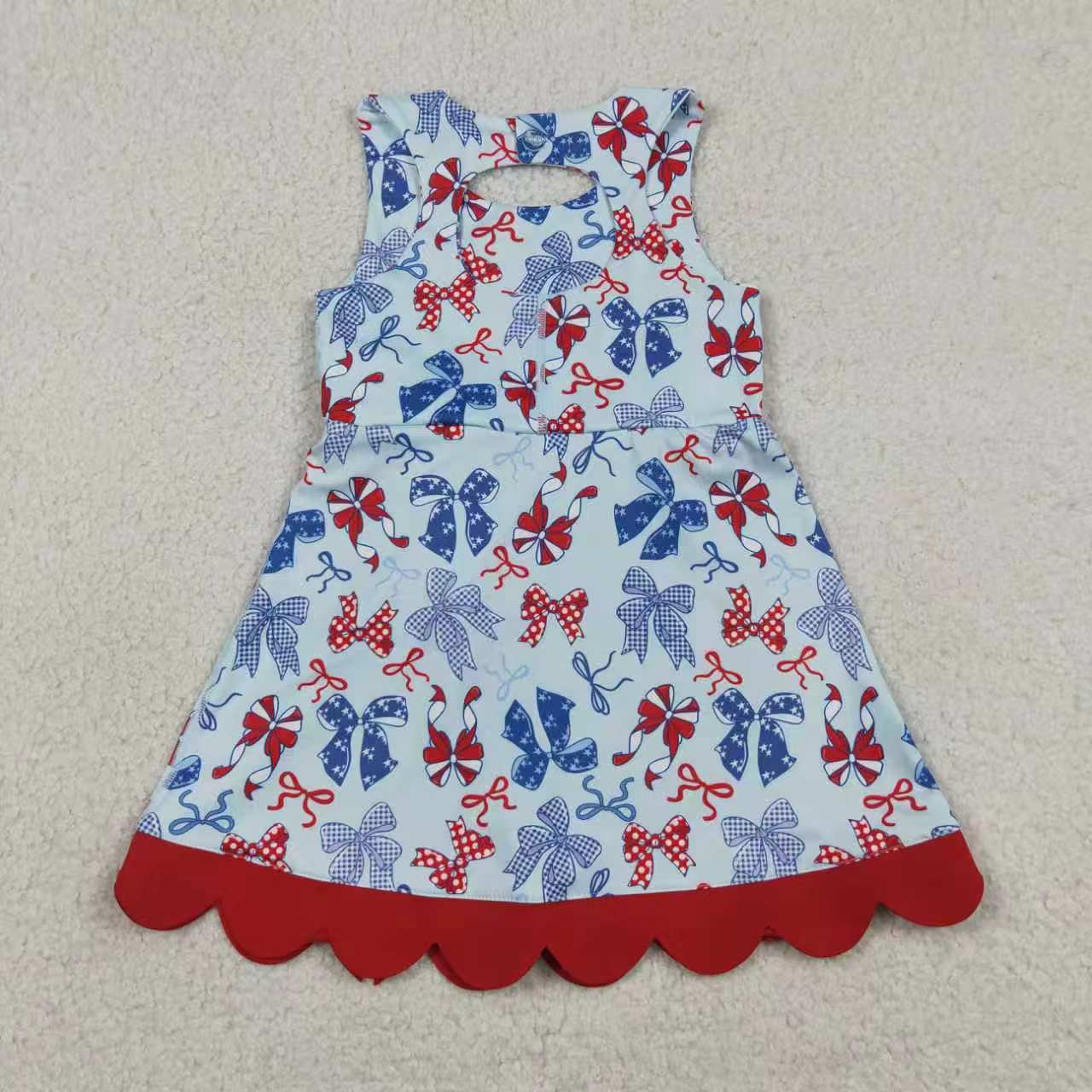 Toddler Girls Sibling July 4th Bow Sleeveless Crop Top & Skort Set Summer Activewear
