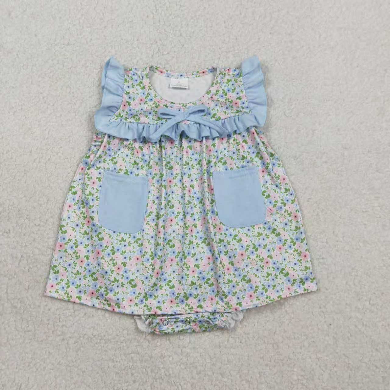 Sibling Baby Boys Light Blue Shirt Top Checked Pockets Short Clothes Set Rompers