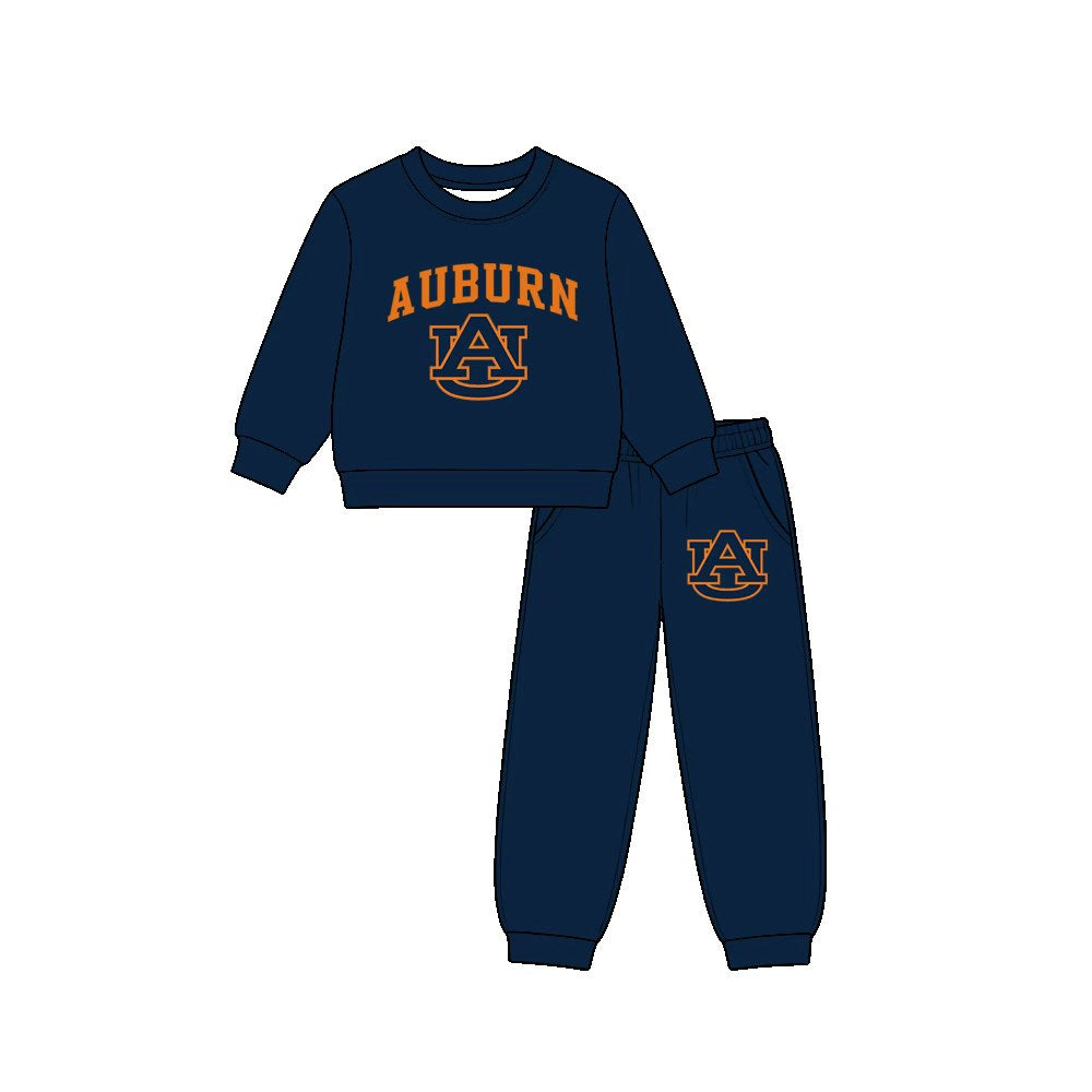 (Custom Design Preorder MOQ 5 Each)Teams Logo Print Long Sleeve Top Pockets Pants Boys Clothes Set Brothers Wear