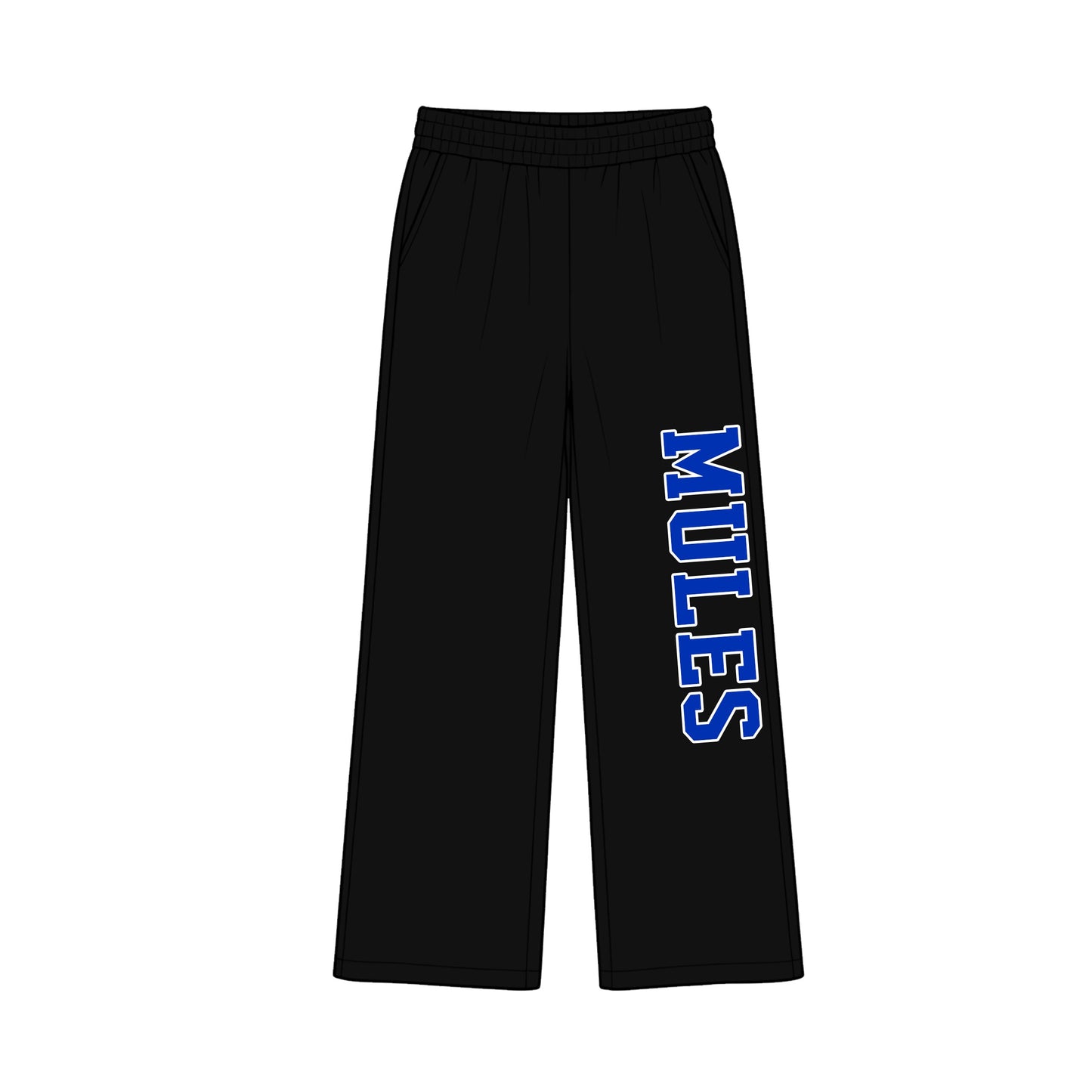 (Custom Design Preorder MOQ 5) Teams Mules Black Print Kids & Adult Bottom Pants