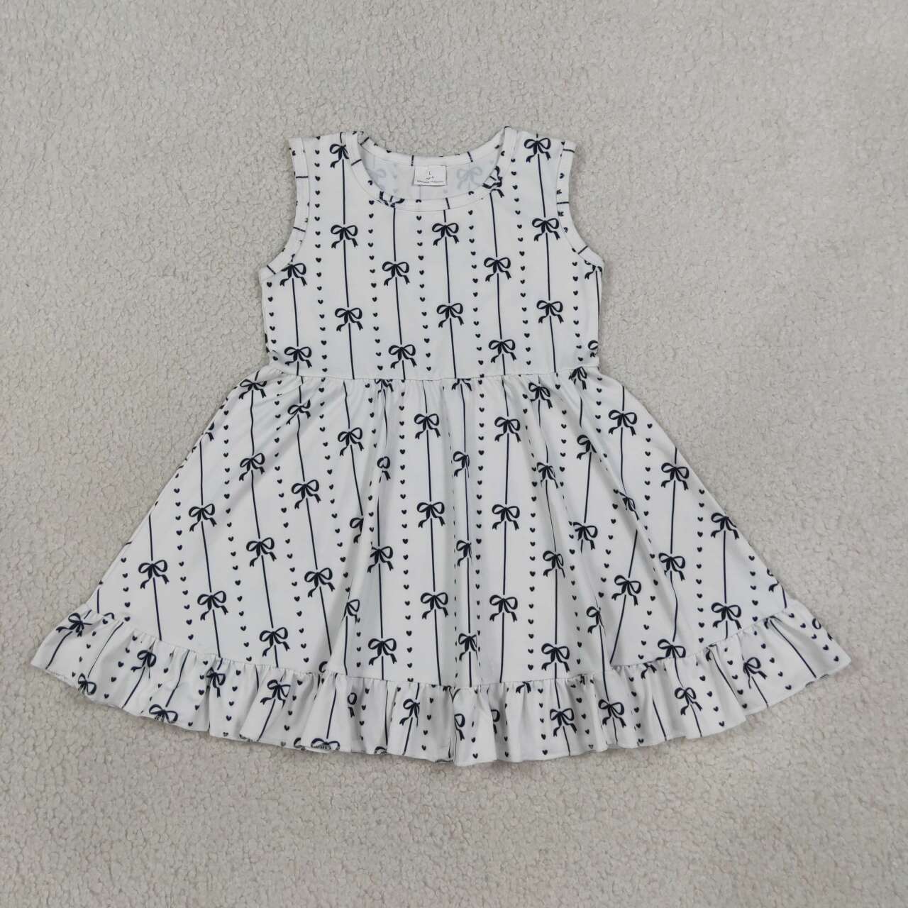 Black Bows Sleeveless Dress For Girls