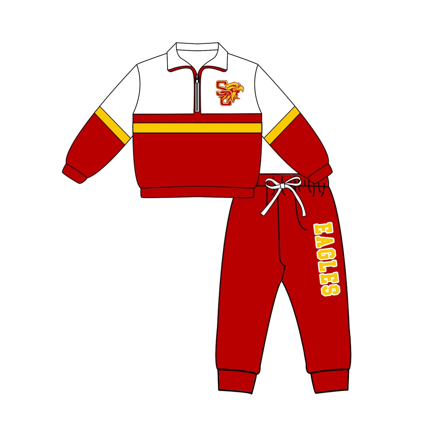 Preorder (moq 5)Baby Boys Eagles Zip Pullovers Top Jogger Pants Team Clothes Set