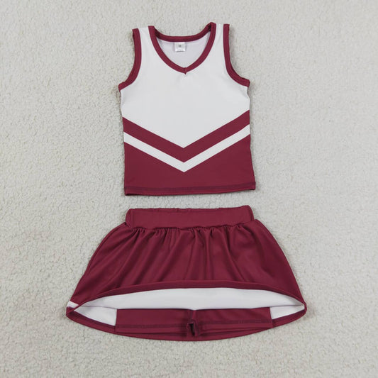GSD4195 Girls Dark Red Team Active Tank Top + Skort Outfits