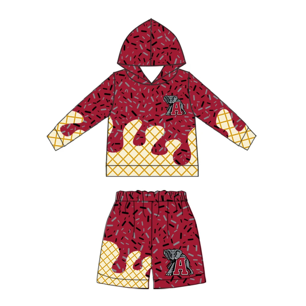 (Custom Design Preorder MOQ 5) Baby Boys Sprinkles Alabama Hoodie Short Team Clothes Sets