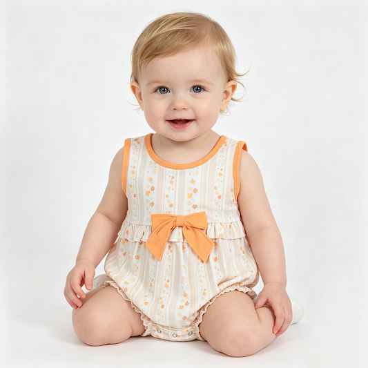 Small Flowers Print Baby Girls Summer Sleeveless Romper