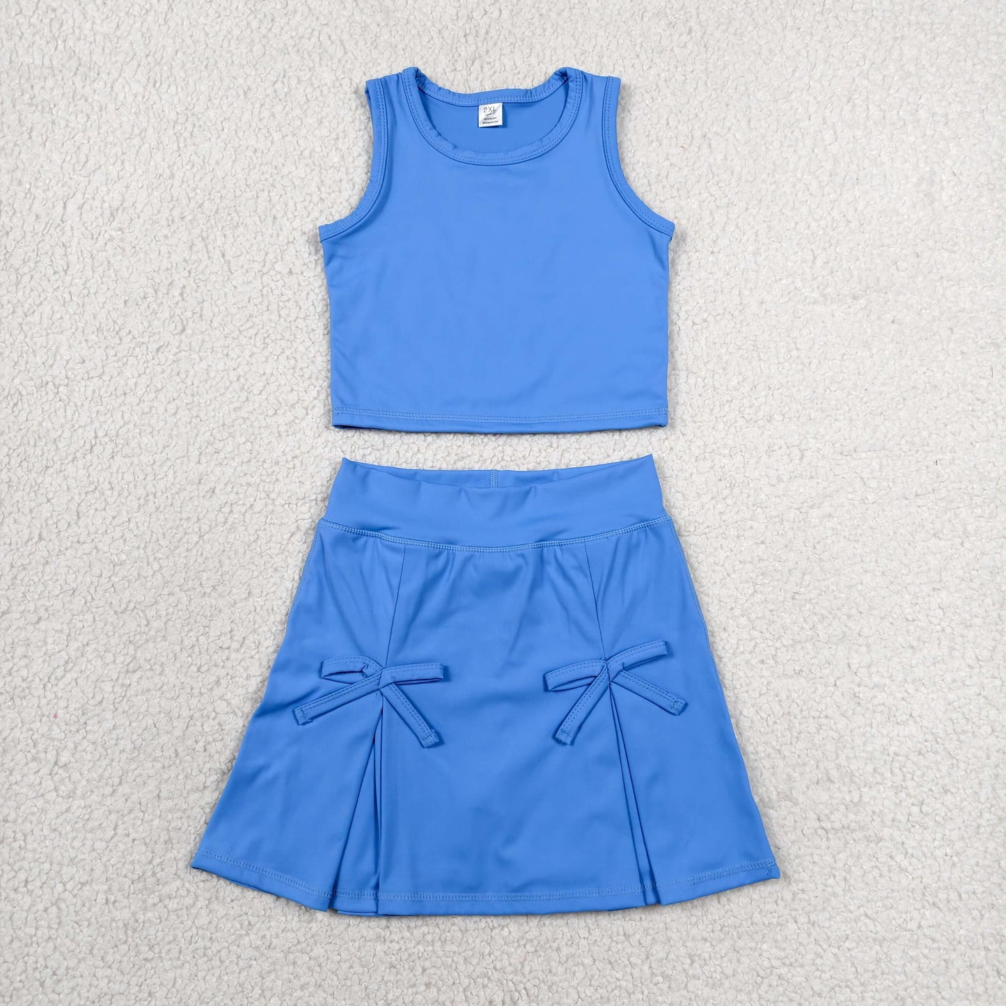 GSD3761 Toddler Girls Blue 2-Piece Set | Sleeveless Top & Skirt Active Outfit