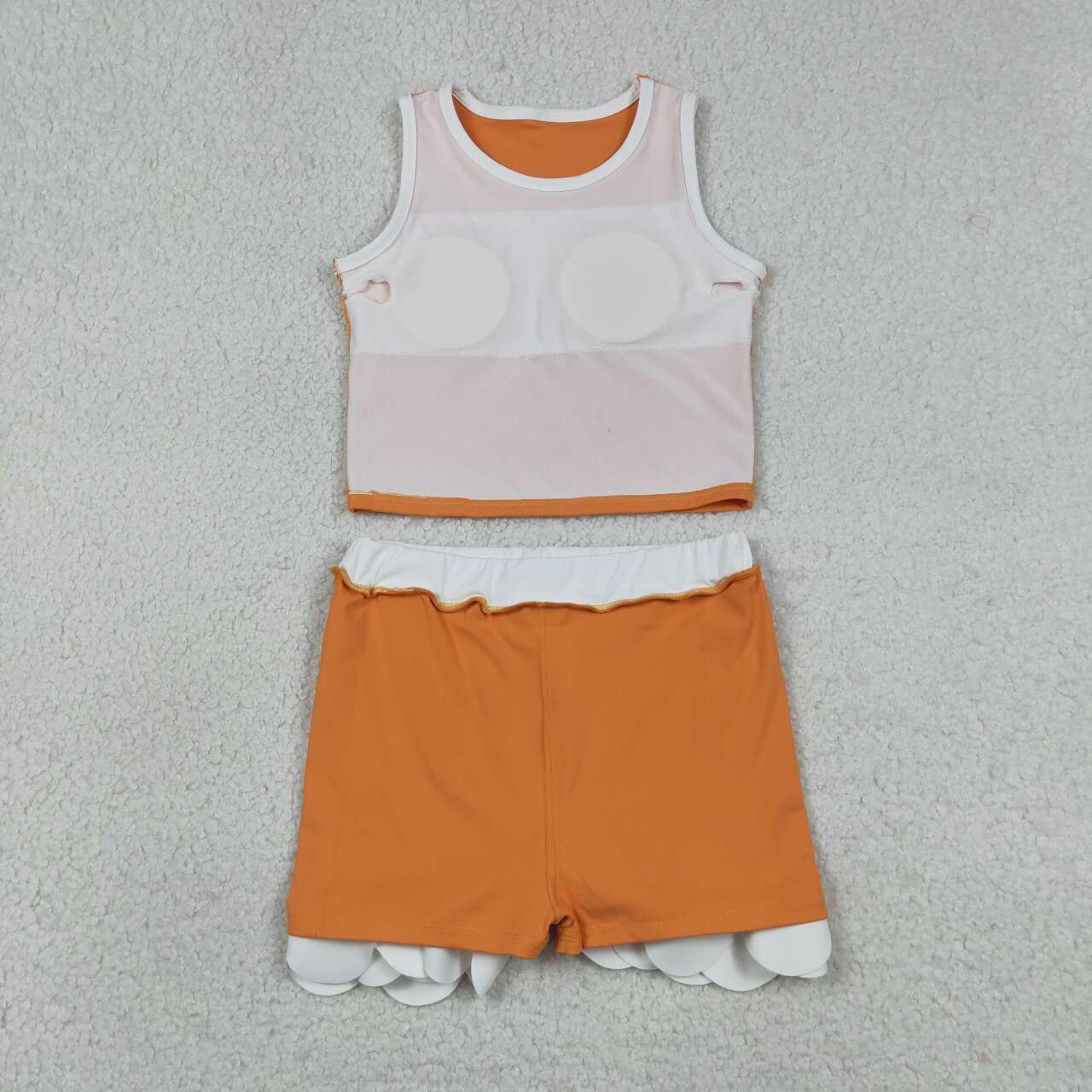 Toddler Girls Orange Tank with Scalloped Skort Active Outfit