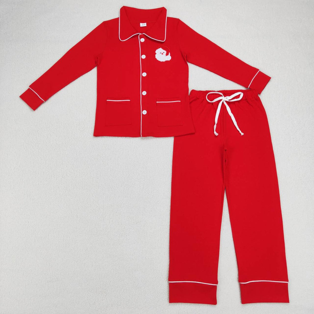 GLP0700 Adult Santa Embroidery Red Cotton Woman Christmas Pajamas Clothes Set