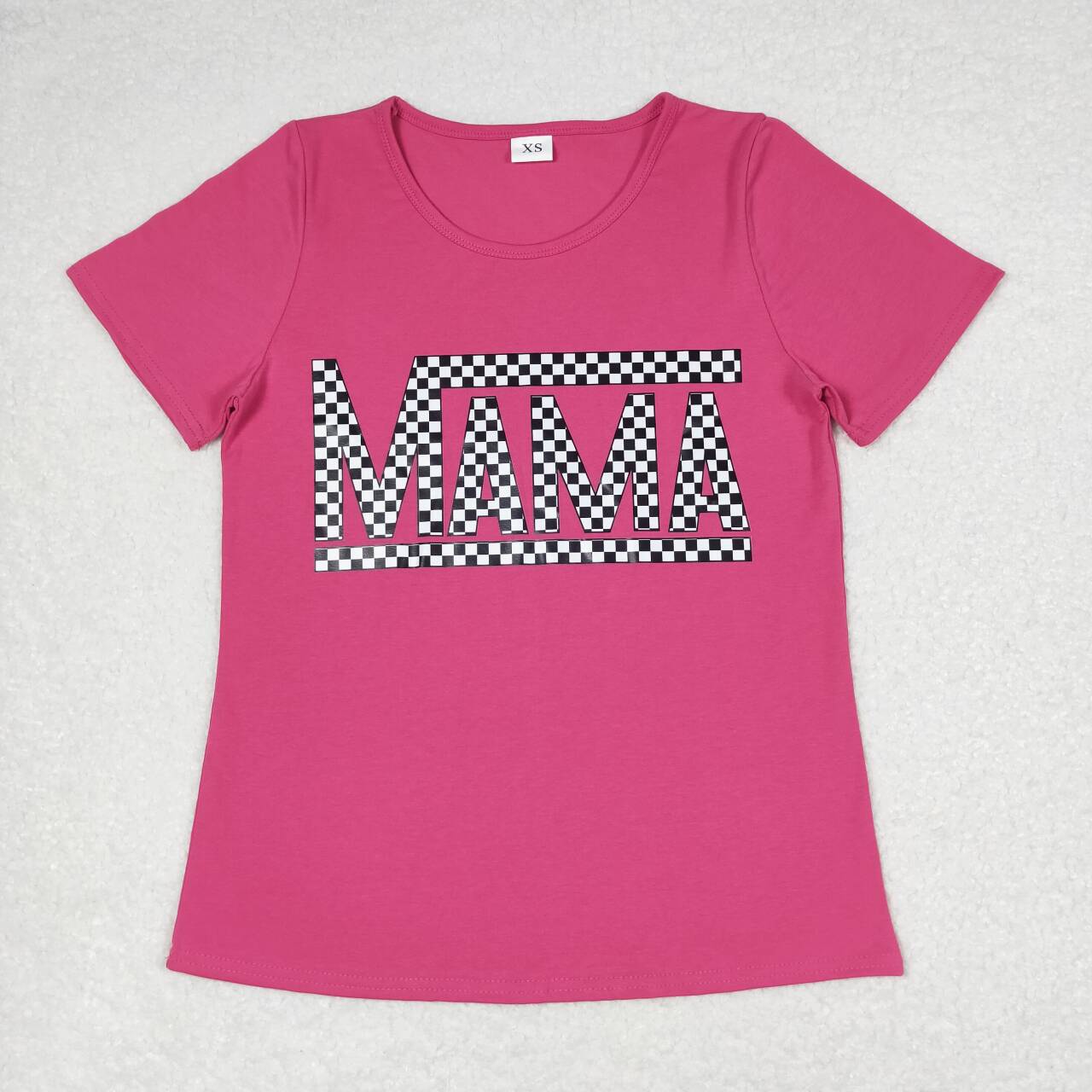 Vinyl Pink Top Plaid Shorts Clothes Set Mommy and Me Family Matching Wear