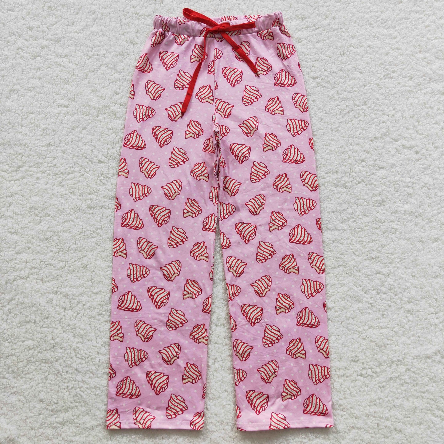 P0155 Adult Debbie Cake Pink Print Woman Christmas Bottom Pajamas Pants