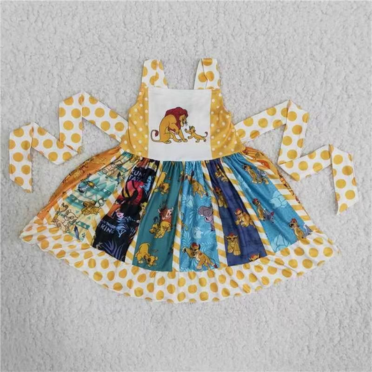 (Promotion)B13-10  Cartoon Lion Strap Girls Summer Dress