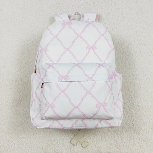 Baby Kids Girls Pink Bows Backpack Zip Back Bags